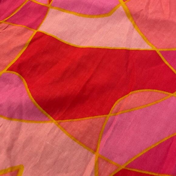 SMOCKED MAXI DRESS Sz 3XL PINK/ORANGE TIERED 3/4 Sleeve BOHO CHIC 100% RAYON - Picture 7 of 16